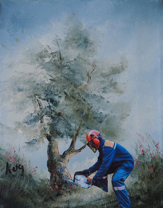 The Man Who Sawed Trees \ L’homme Qui Sciait Des Arbres Toile