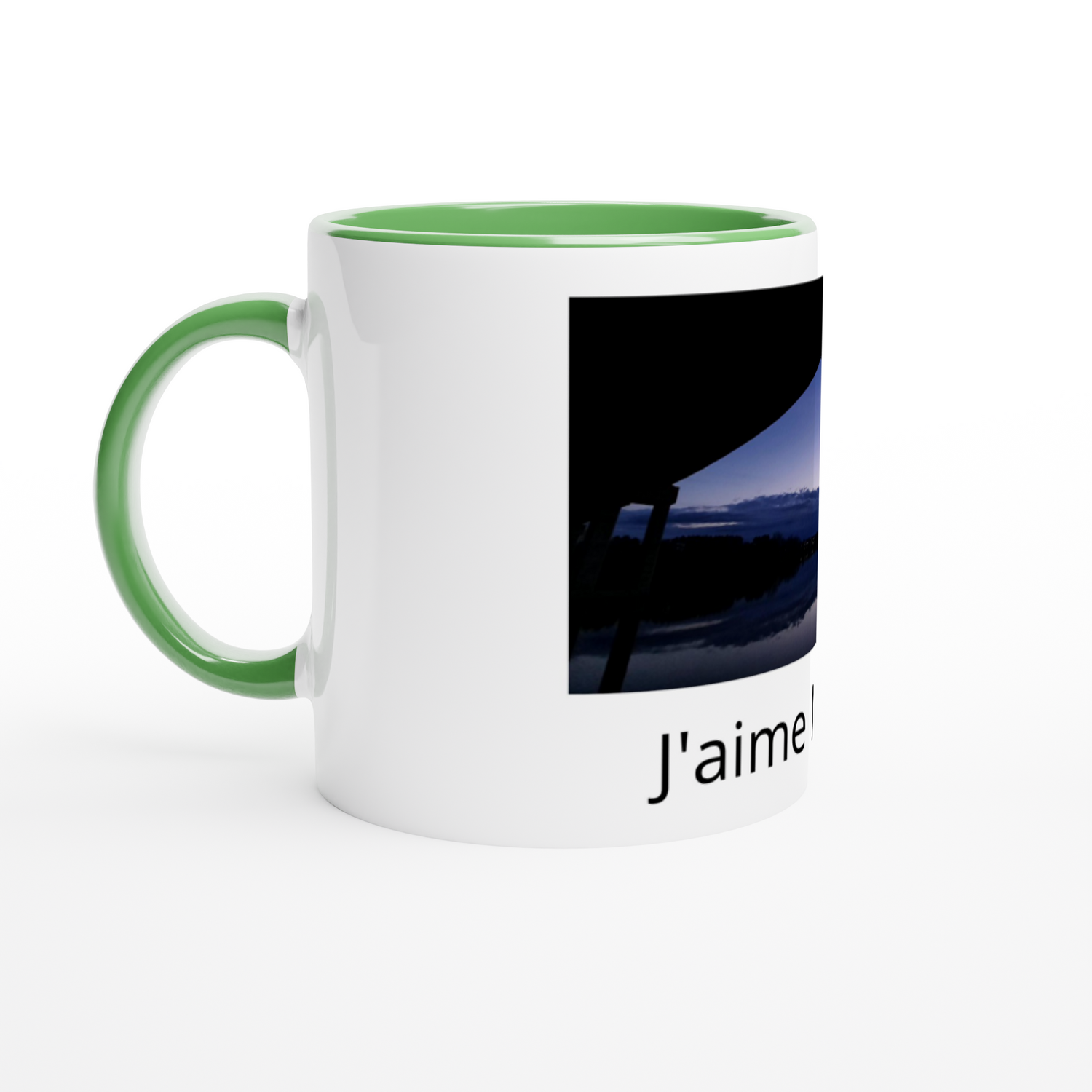 White 11Oz Ceramic Mug With Color Inside Ceramic Green Print Material